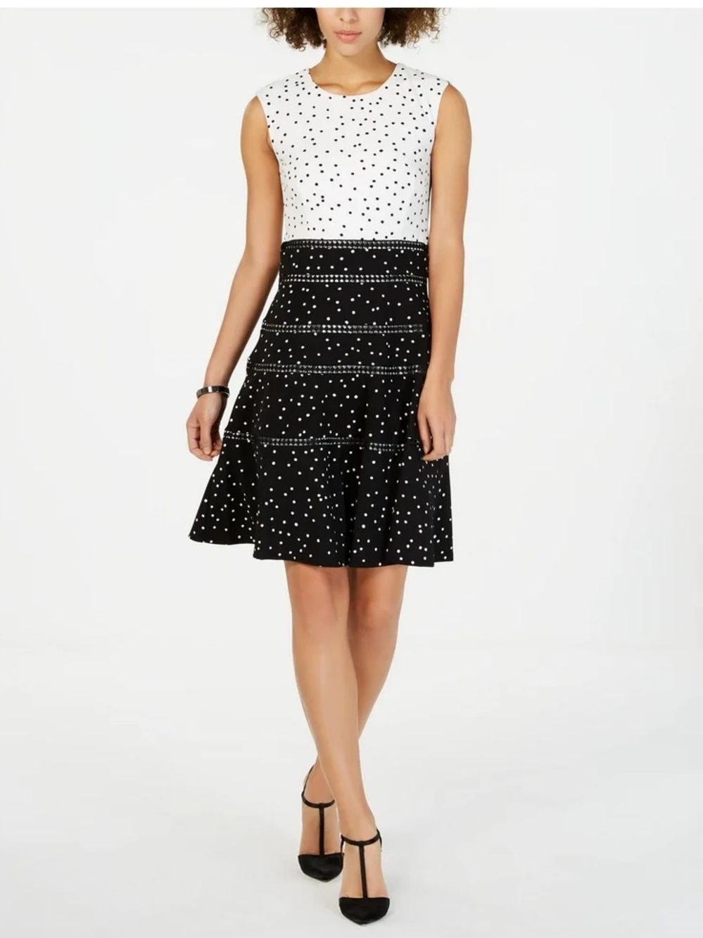 Taylor Polka Dot Black & White Fit & Flare Dress